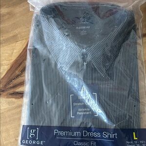 George Men's Classic Fit Striped Dress Shirt